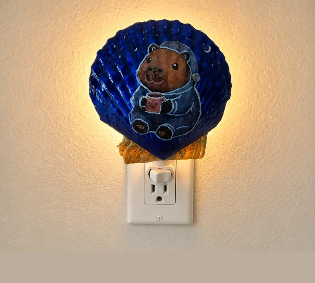 Midnight Cocoa Bear - Shell Night Light