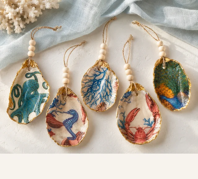 Hanging Shell Ornaments - Oyster Shell Gifts